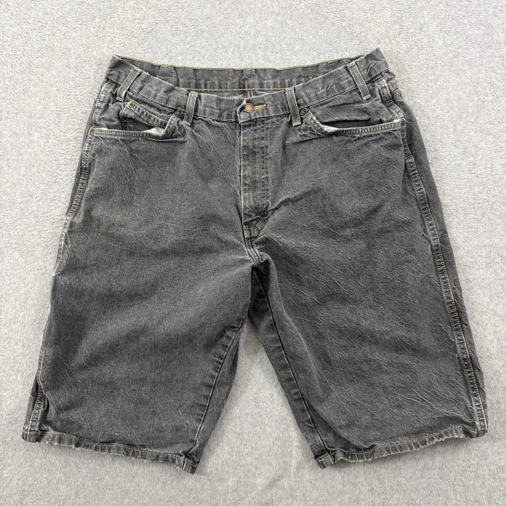 Dickies Shorts Men's 36 Gray Y2K Carpenter Jean Denim Baggy Stonewashed Baggy